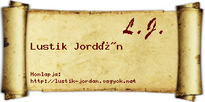 Lustik Jordán névjegykártya